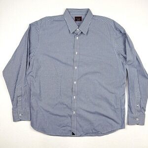 UNTUCKit Plaid‎ Shirt Mens XXL Blue White Long Sleeve 100% Cotton